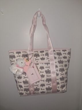 EXCLUSIVE Juicy Couture Pink Logo Tote Bag with Plush Charm